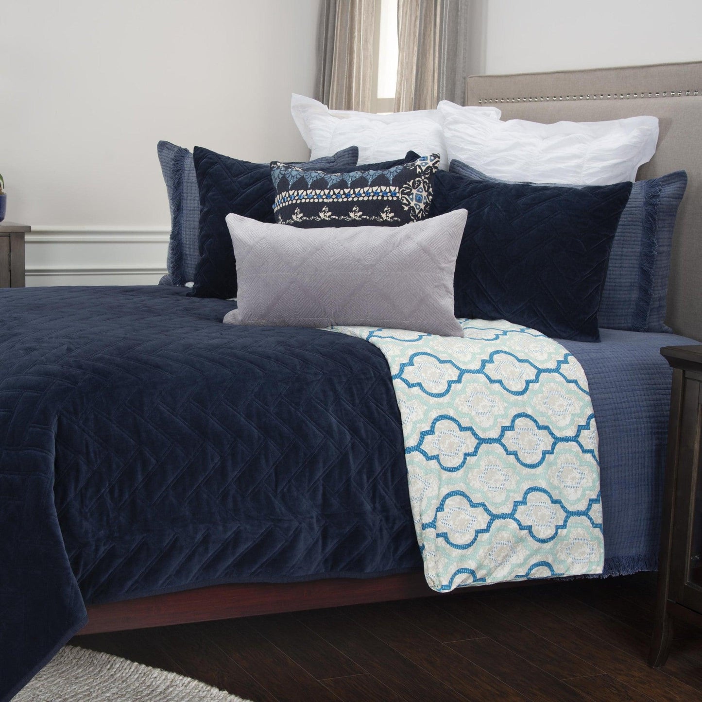 Indigo Queen 100% Cotton 300 Thread Count Dry Clean Only Down Alternative Comforter - FurniFindUSA