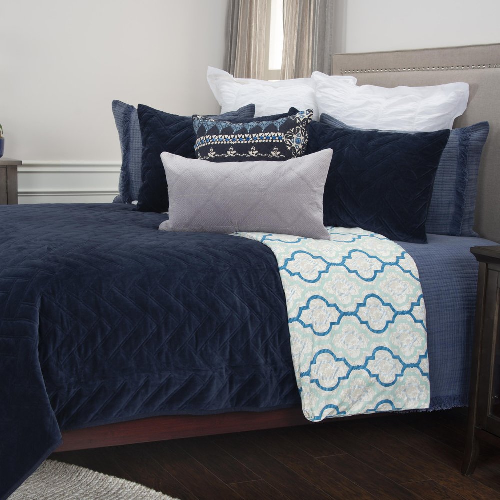 Indigo Geometric Queen Quilt HomeRoots
