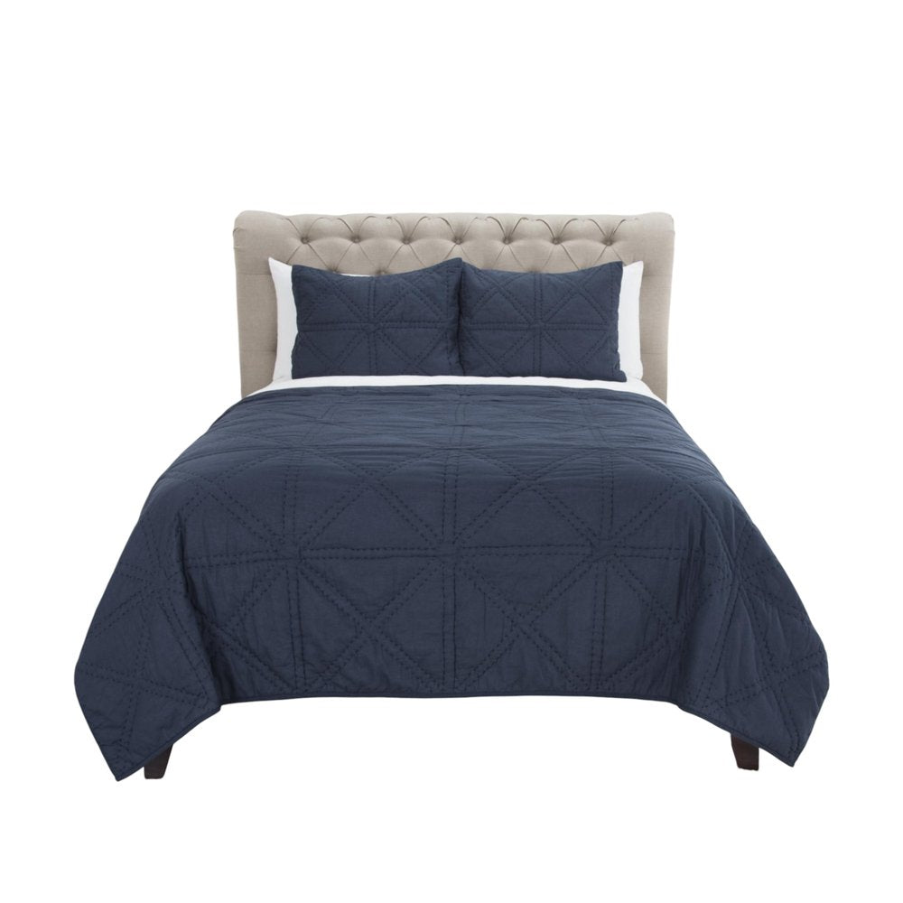 Indigo Geometric Queen Quilt HomeRoots