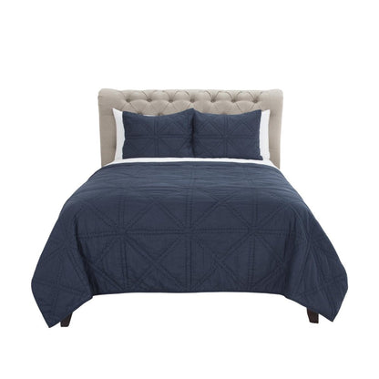 Indigo Geometric Queen Quilt HomeRoots