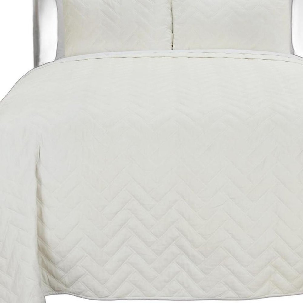 92" X 90" White Chevron Cotton Quilt — view 2