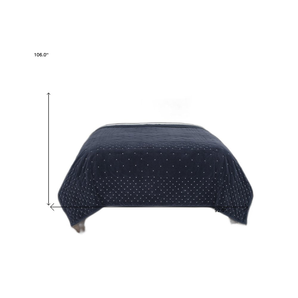 Indigo Polka Dots King Quilt HomeRoots