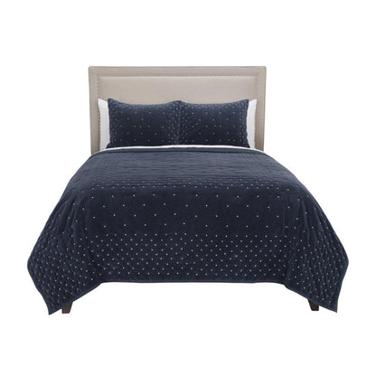 Indigo Polka Dots King Quilt HomeRoots