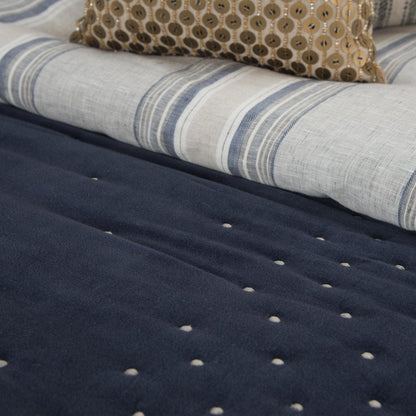 Indigo Polka Dots King Quilt HomeRoots