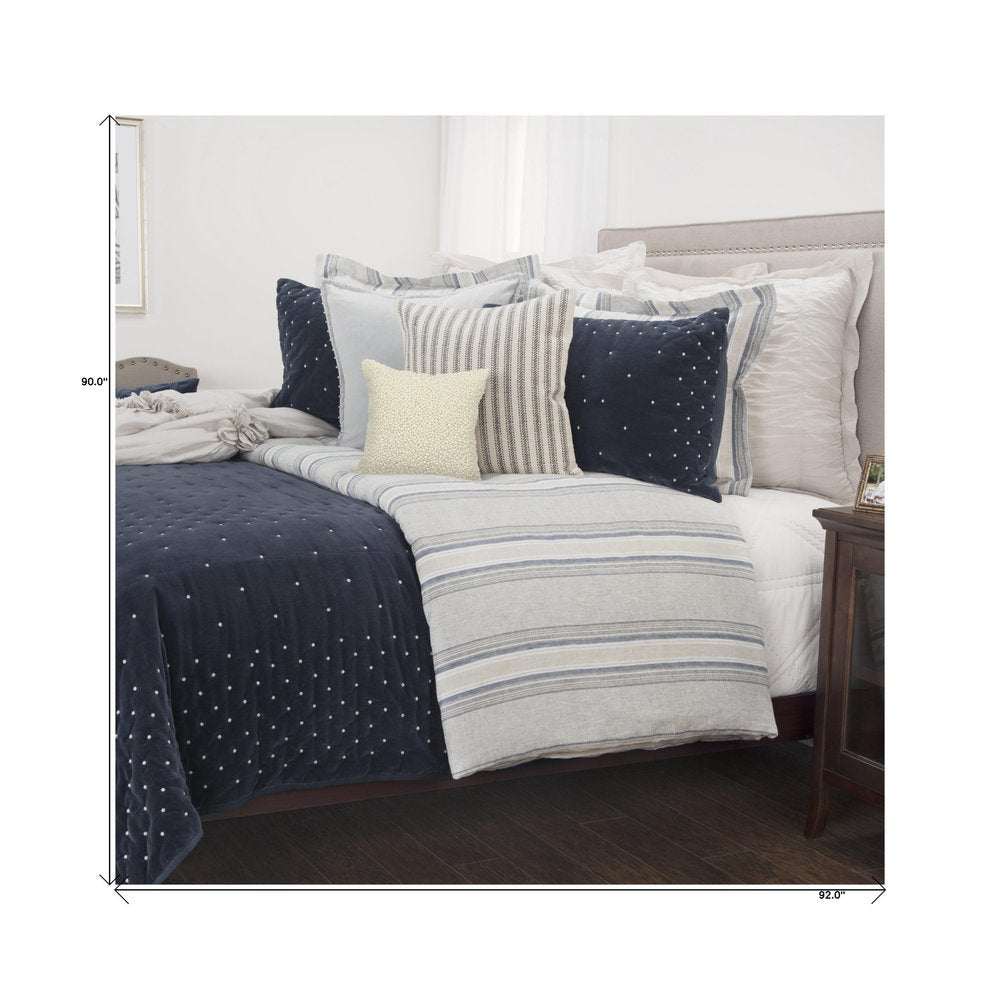Indigo Polka Dots Queen Quilt HomeRoots
