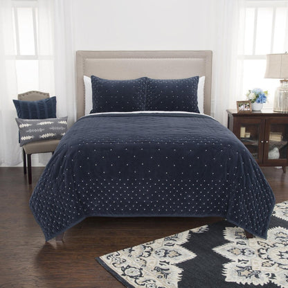 Indigo Polka Dots Queen Quilt HomeRoots
