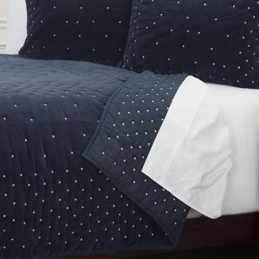 Indigo Polka Dots Queen Quilt HomeRoots