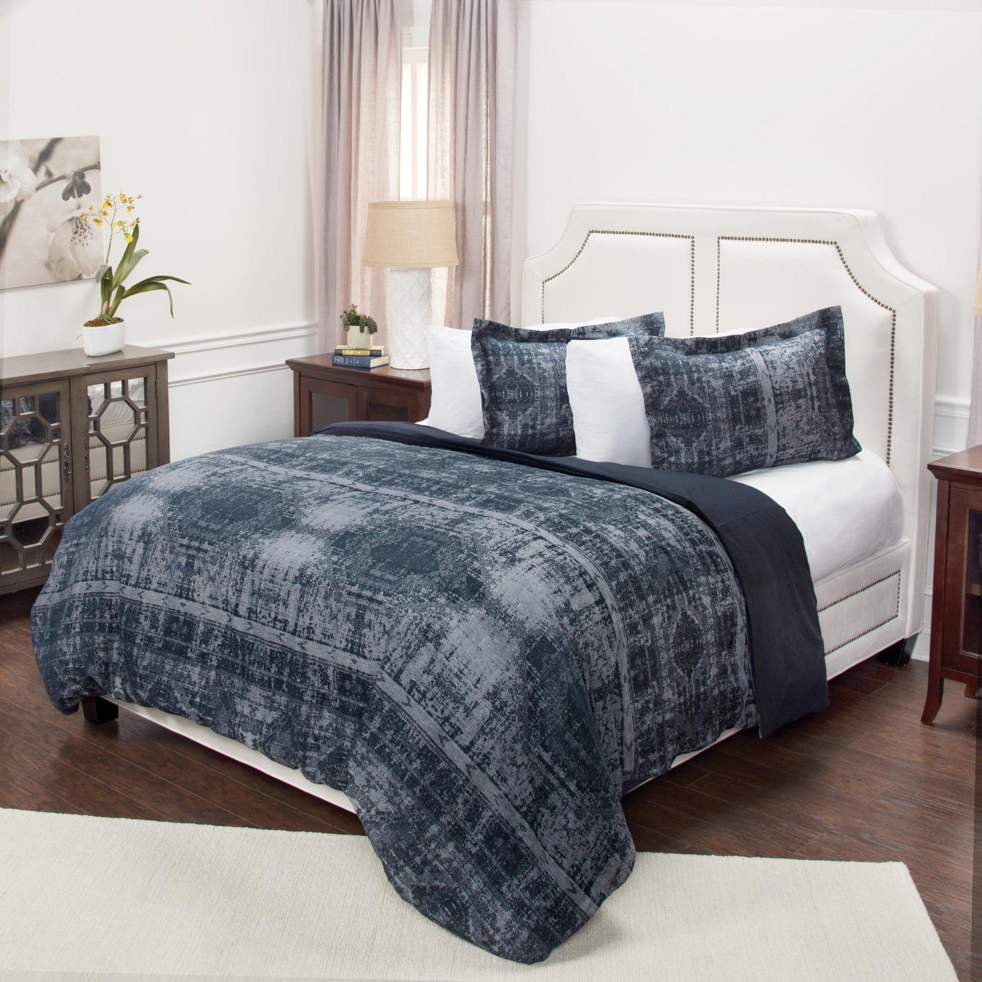 Indigo Queen 100% Cotton 300 Thread Count Washable Duvet Cover - FurniFindUSA