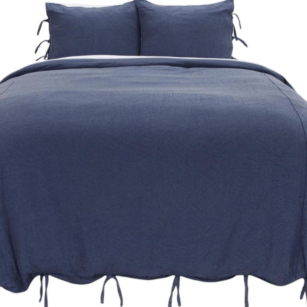 Indigo King Cotton Washable Polyester Duvet Cover Set With Two Shams — view 7