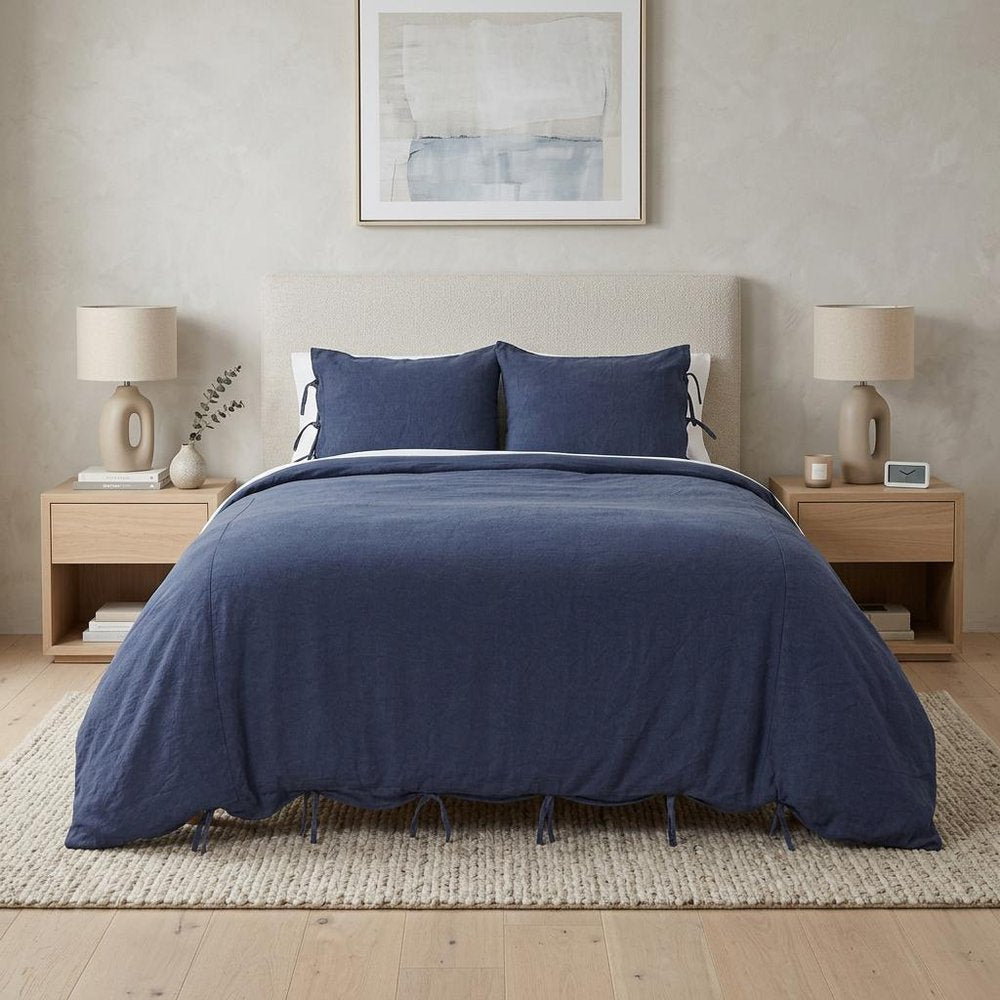 Indigo King Cotton Washable Polyester Duvet Cover Set With Two Shams — view 6