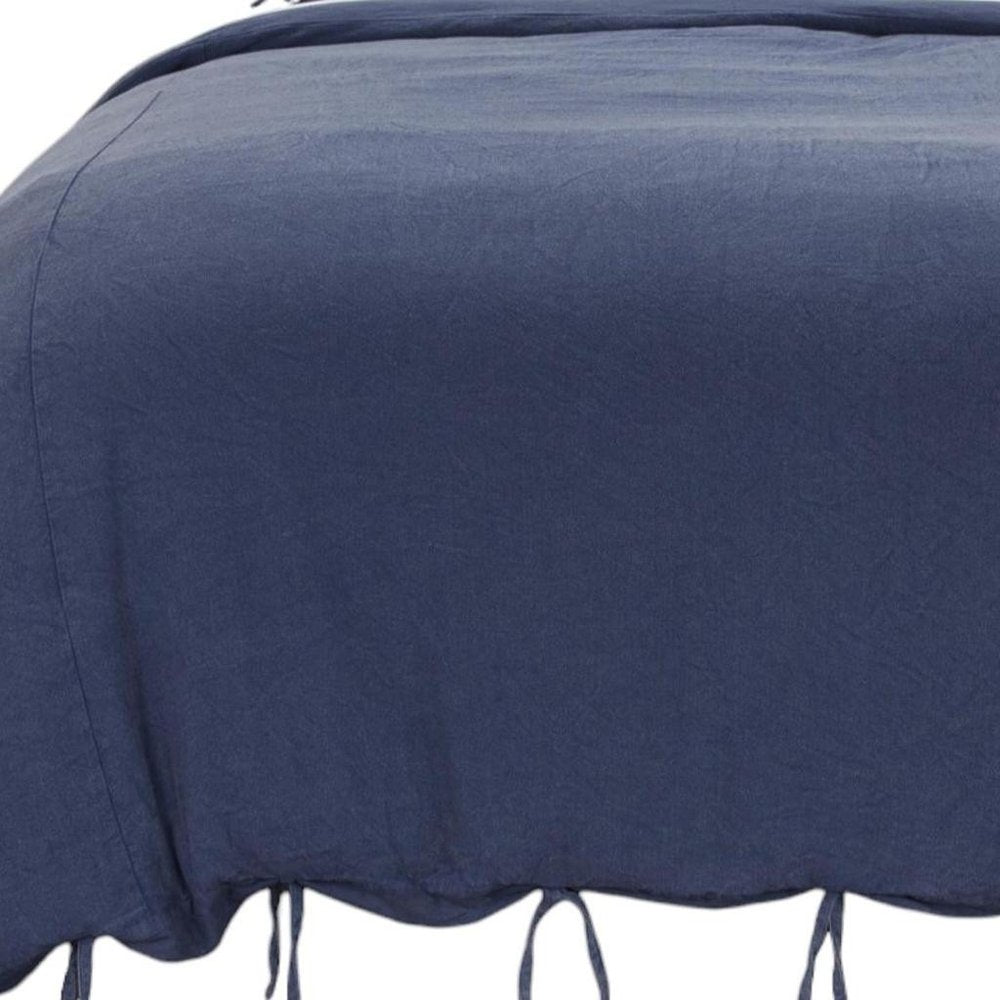 Indigo Queen Cotton Washable Polyester Duvet Cover Set With Two Shams — view 7