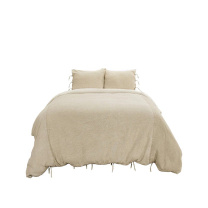 Natural King Cotton Washable Polyester Duvet Cover Set With Two Shams