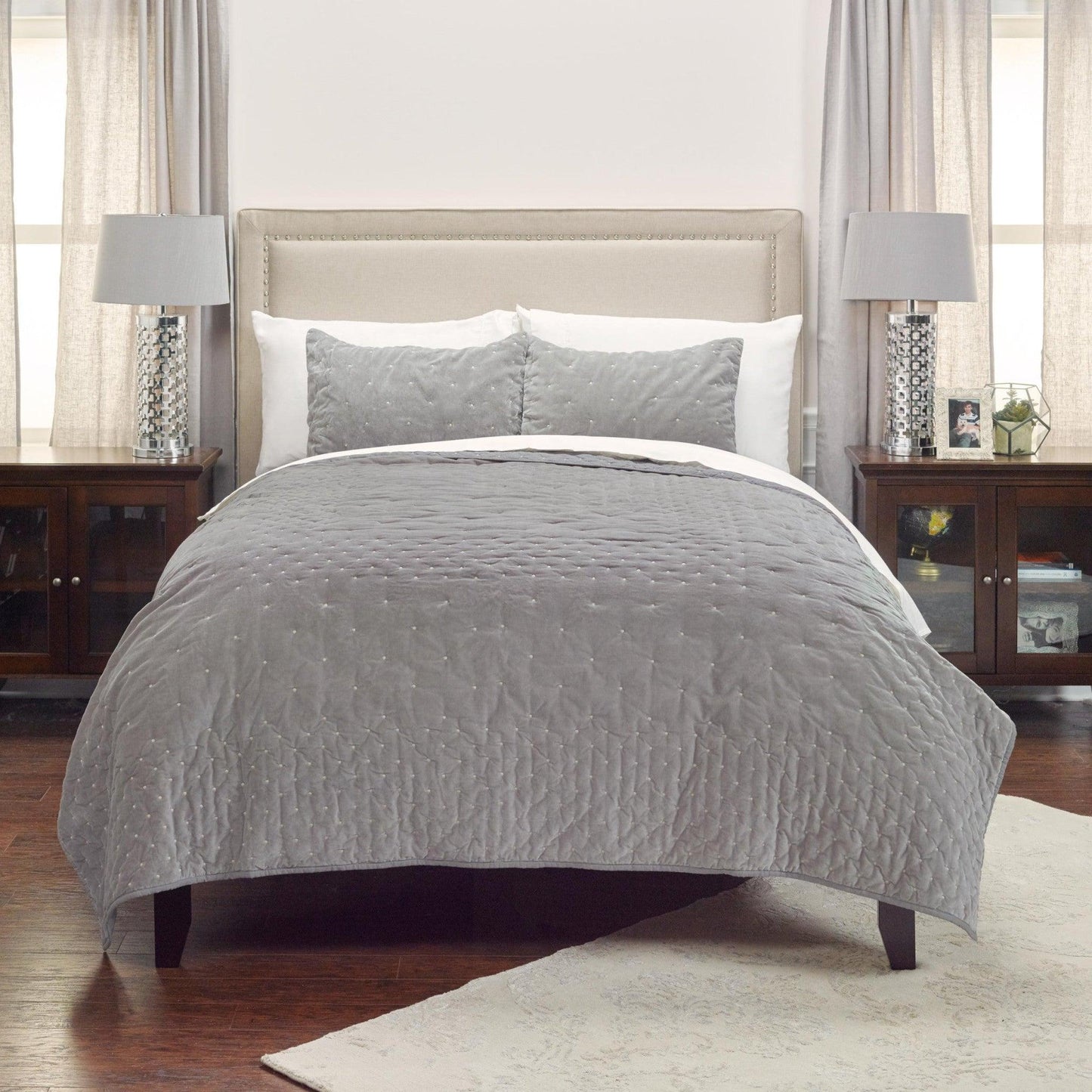 Gray King 100% Cotton 300 Thread Count Dry Clean Only Down Alternative Comforter - FurniFindUSA