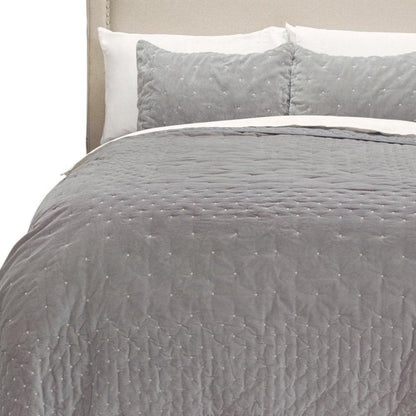 Gray Polka Dots King Quilt