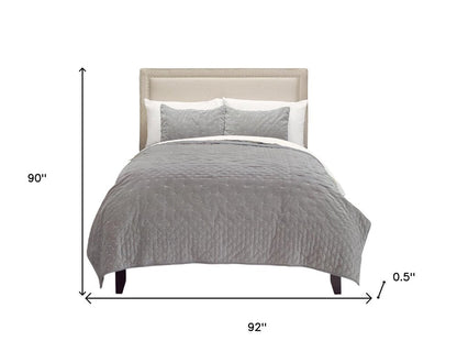 Gray Polka Dots Queen Quilt HomeRoots