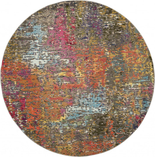 4' X 4' Sunset Abstract Power Loom Non Skid Area Rug - 94.49" (L) x 133.86" (W) x 0.23" (H)