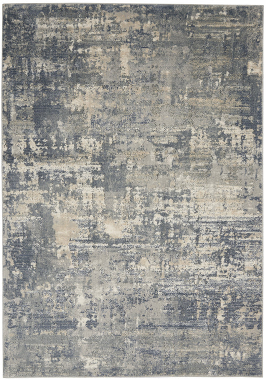 4' X 6' Grey And Beige Abstract Power Loom Non Skid Area Rug - 45.0" (H) x 69.0" (W) x 0.32" (D)