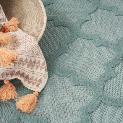 5' X 7' Aqua Indoor Outdoor Area Rug HomeRoots
