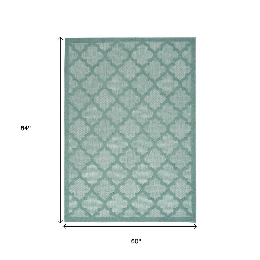 5' X 7' Aqua Indoor Outdoor Area Rug HomeRoots