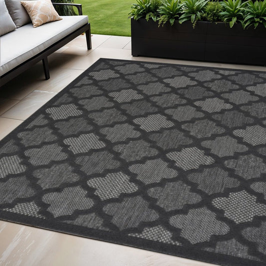 5' X 7' Charcoal Indoor Outdoor Area Rug