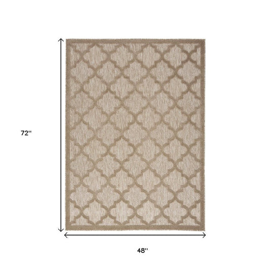 4' X 6' Beige Indoor Outdoor Area Rug