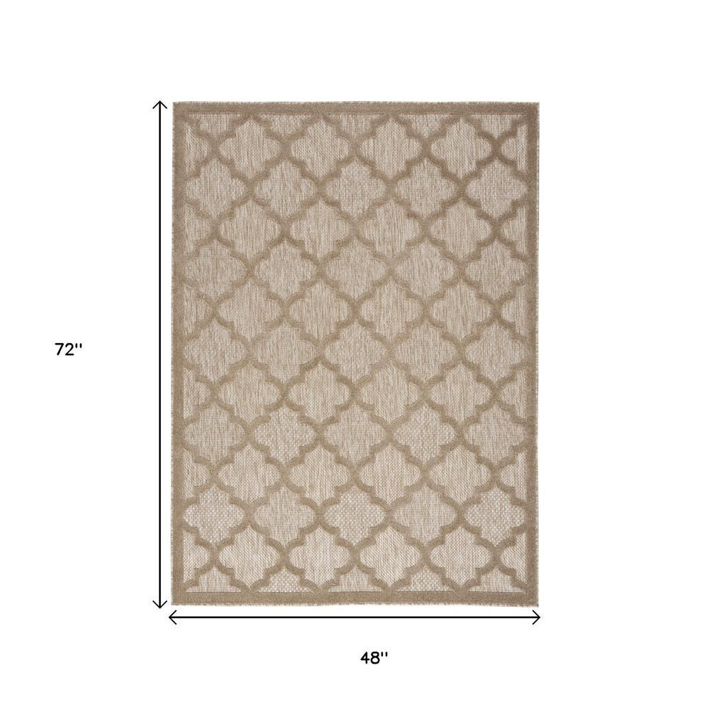 4' X 6' Beige Indoor Outdoor Area Rug HomeRoots