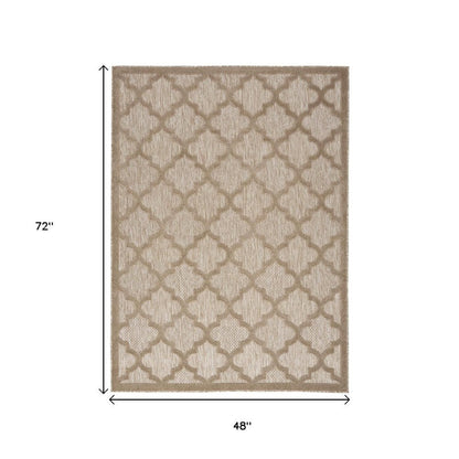 4' X 6' Beige Indoor Outdoor Area Rug HomeRoots