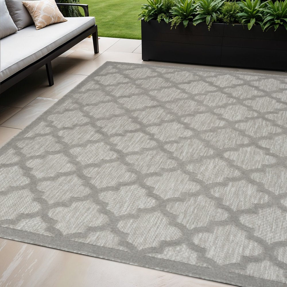 5' X 7' Gray Indoor Outdoor Area Rug HomeRoots