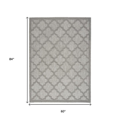 5' X 7' Gray Indoor Outdoor Area Rug HomeRoots