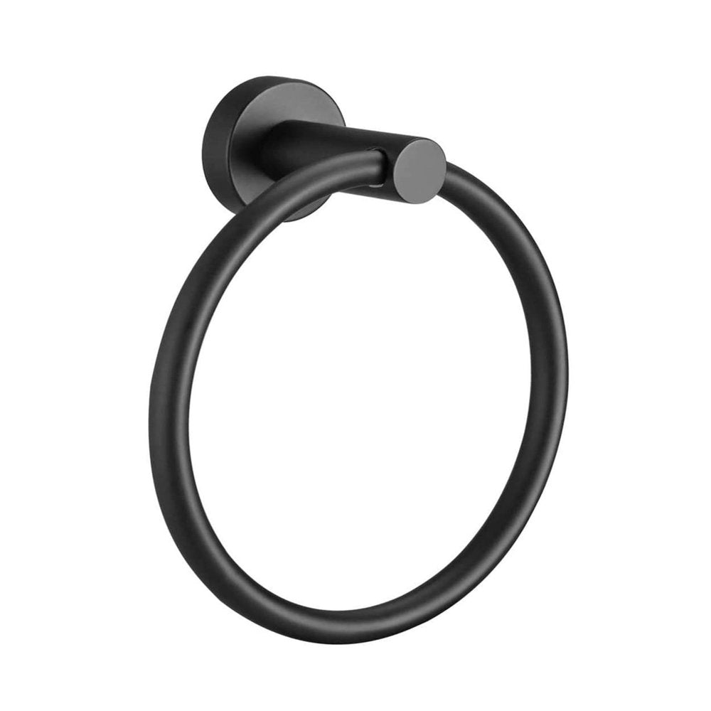 Set of Two Black Stainless Steel Wall Mount Towel Ring and Toilet Paper Holder — view 3