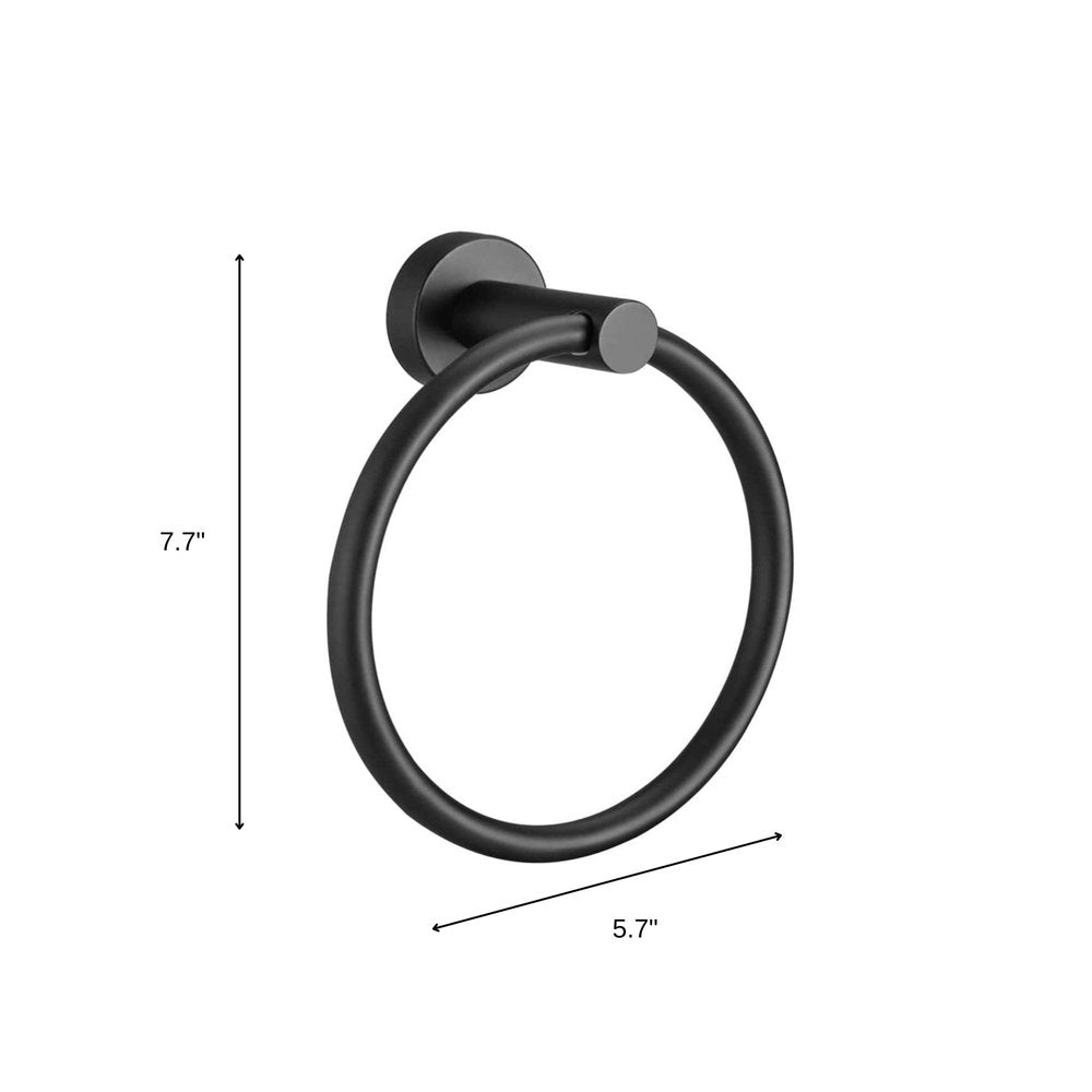Set of Two Black Stainless Steel Wall Mount Towel Ring and Toilet Paper Holder — view 5