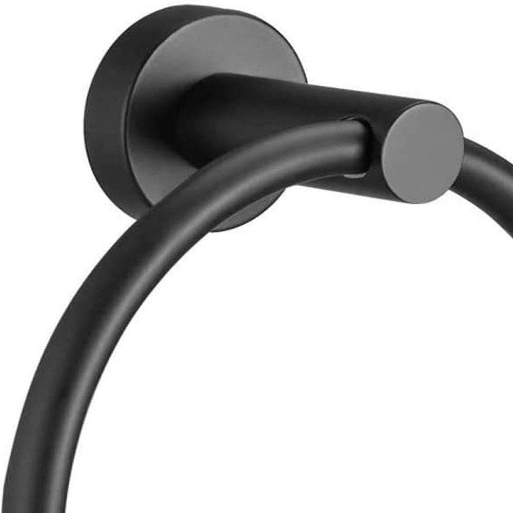 Set of Two Black Stainless Steel Wall Mount Towel Ring and Toilet Paper Holder — view 7