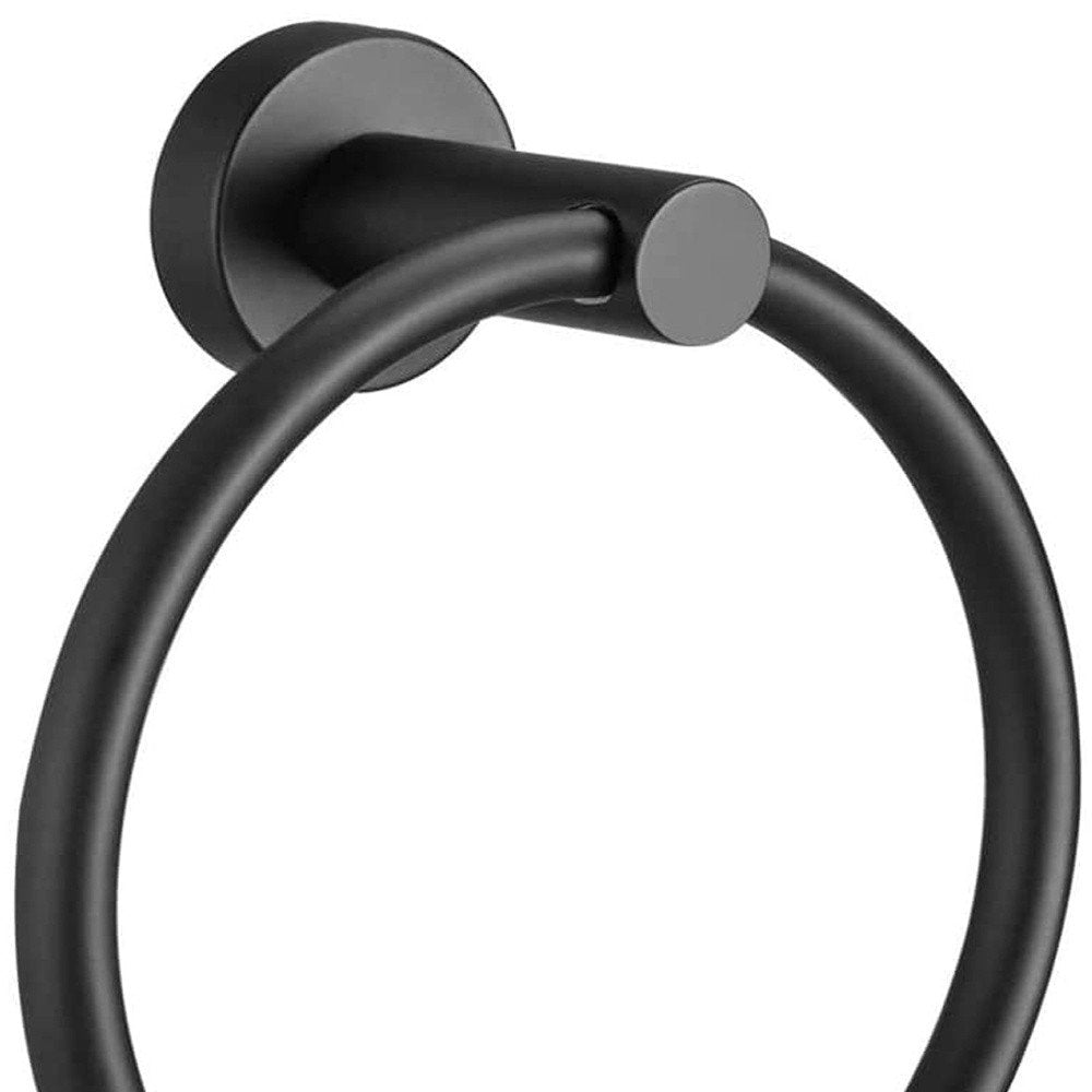 Set of Two Black Stainless Steel Wall Mount Towel Ring and Toilet Paper Holder — view 8