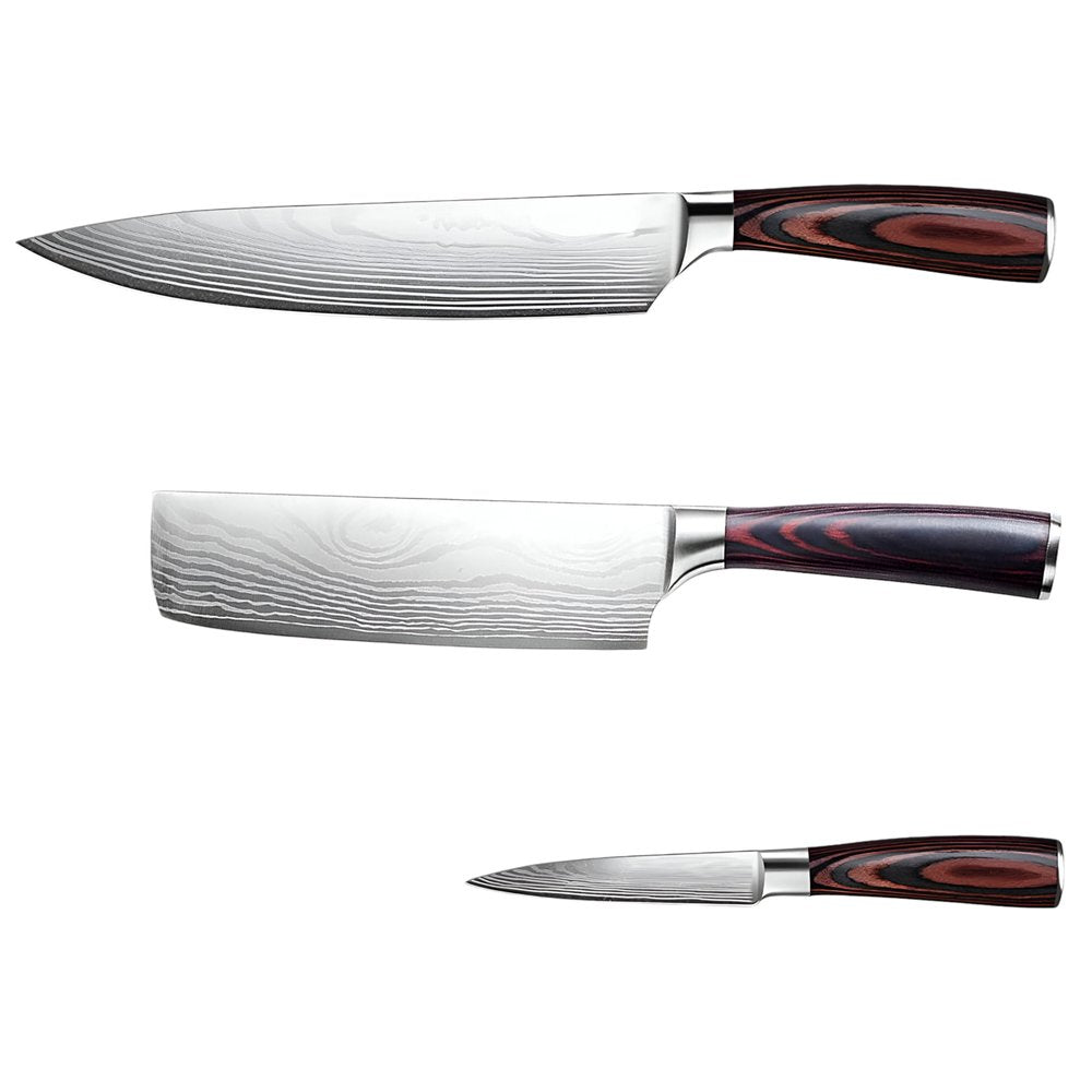 Black And Brown Wood Seven Piece Cutlery Set HomeRoots