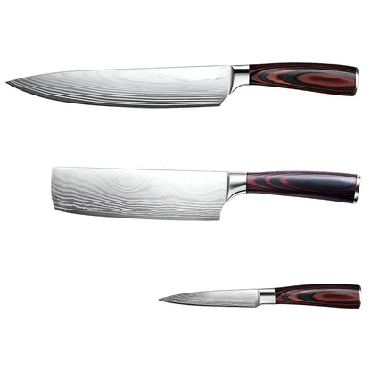 Black And Brown Wood Seven Piece Cutlery Set HomeRoots
