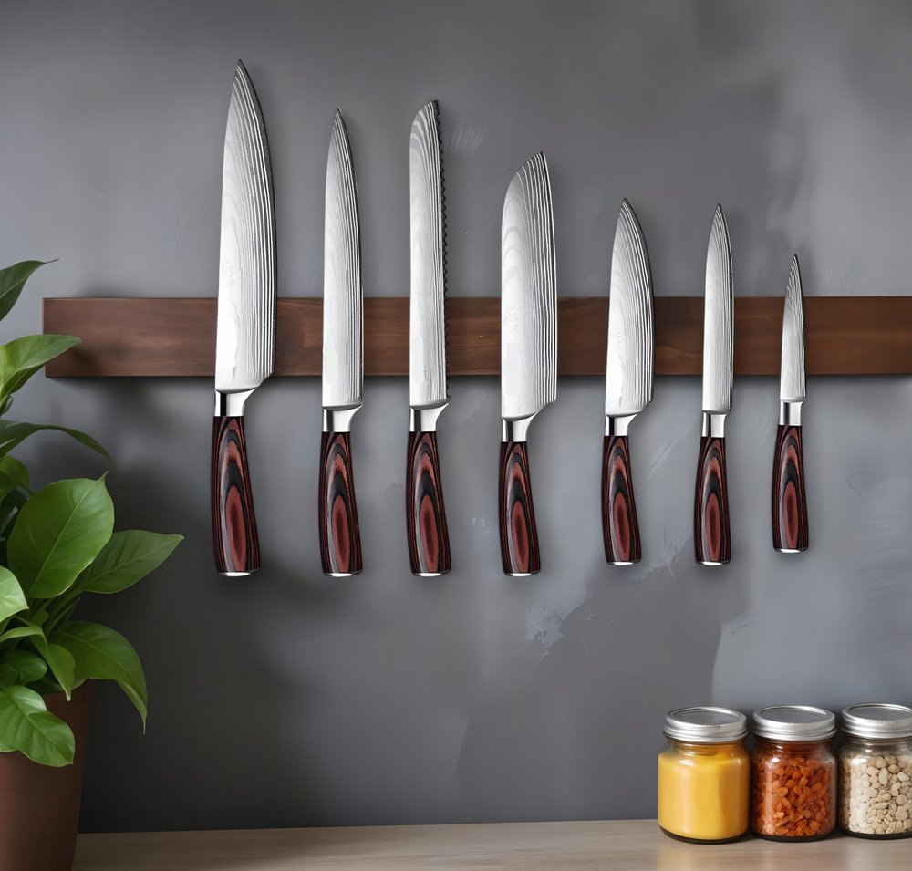 Black And Brown Wood Seven Piece Cutlery Set HomeRoots