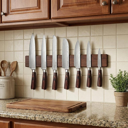 Black And Brown Wood Seven Piece Cutlery Set HomeRoots