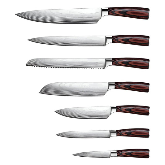 Black And Brown Wood Seven Piece Cutlery Set HomeRoots