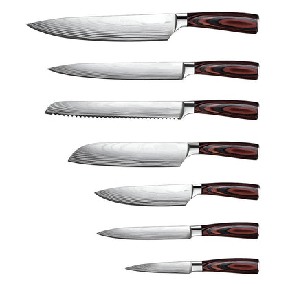 Black And Brown Wood Seven Piece Cutlery Set HomeRoots