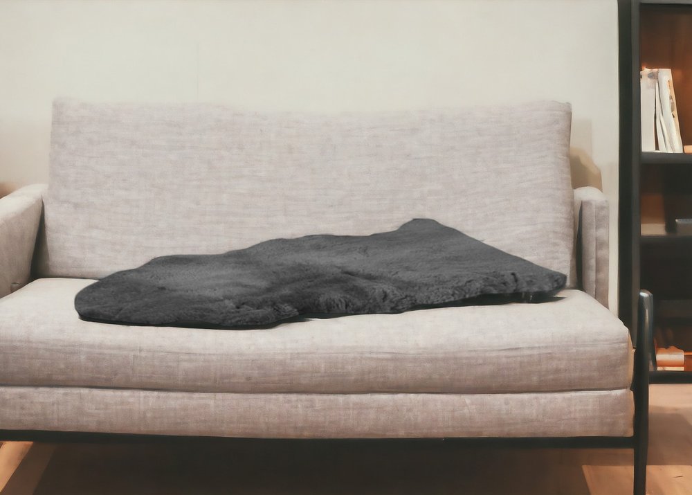 Charcoal Plain Weave Faux Fur Solid Color Throw HomeRoots