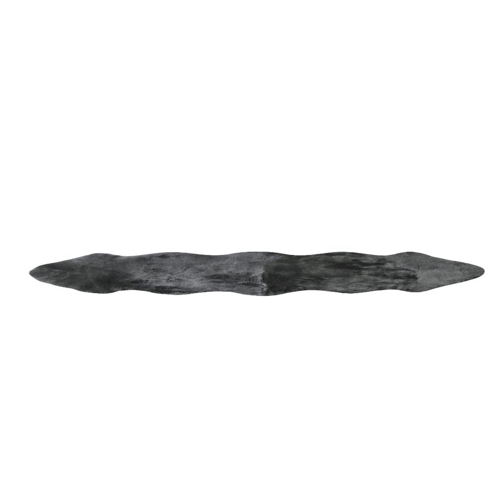 72" X 24" Charcoal Plain Weave Sheepskin Throw Blanket HomeRoots