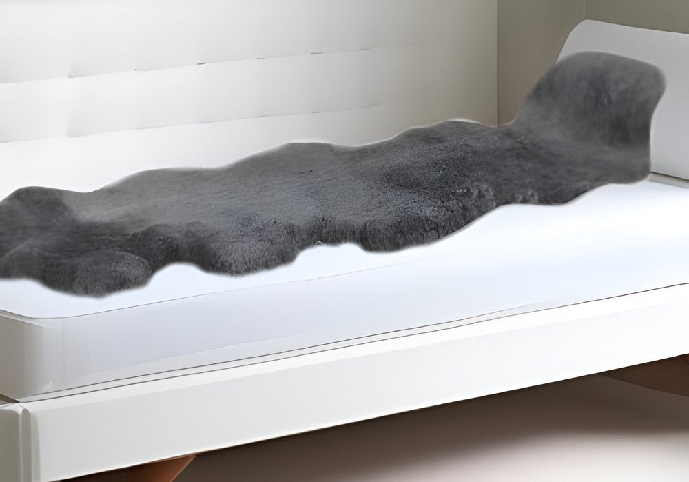 72" X 24" Charcoal Plain Weave Sheepskin Throw Blanket HomeRoots