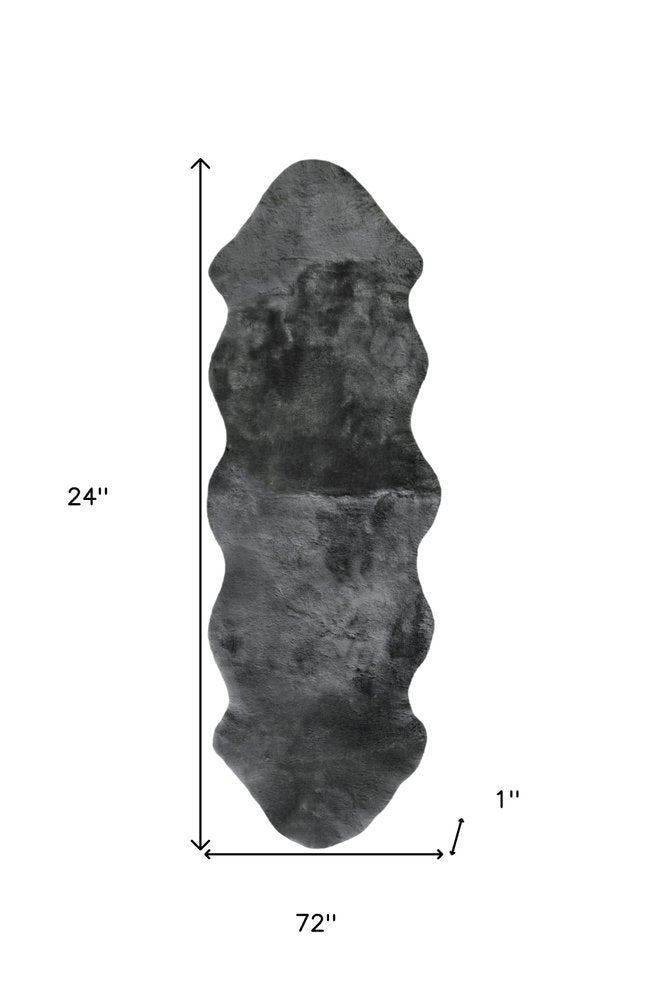 72" X 24" Charcoal Plain Weave Sheepskin Throw Blanket HomeRoots