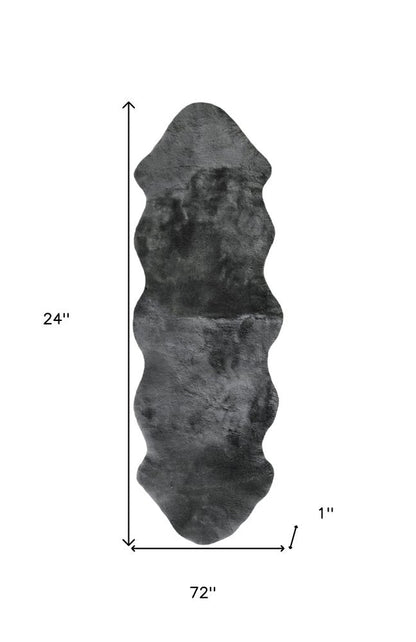 72" X 24" Charcoal Plain Weave Sheepskin Throw Blanket HomeRoots