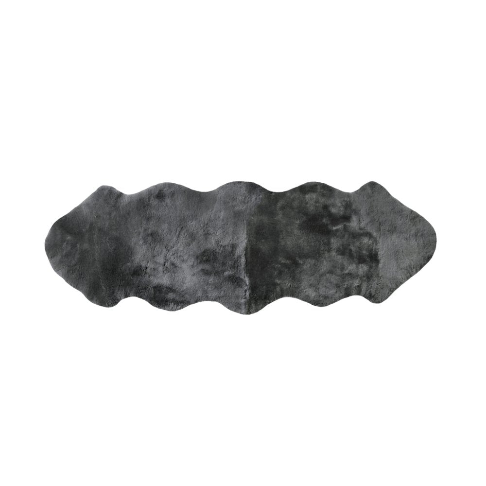 72" X 24" Charcoal Plain Weave Sheepskin Throw Blanket HomeRoots