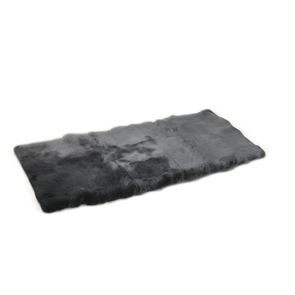 60" X 30" Charcoal Plain Weave Sheepskin Throw Blanket HomeRoots