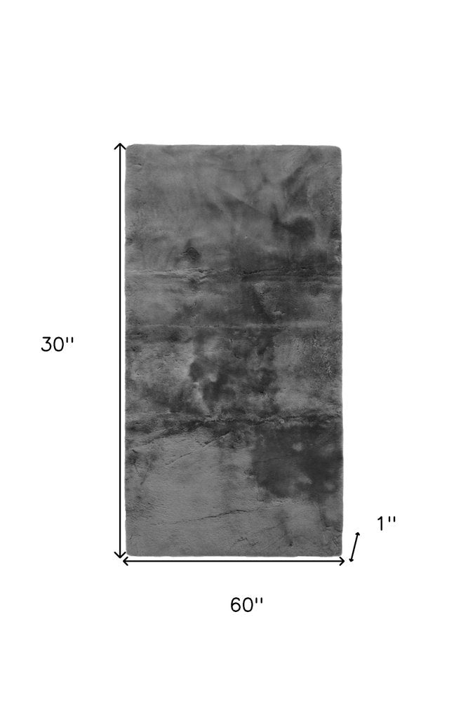 60" X 30" Charcoal Plain Weave Sheepskin Throw Blanket HomeRoots