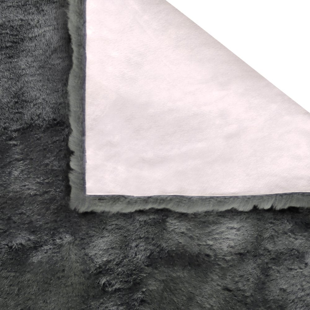 60" X 30" Charcoal Plain Weave Sheepskin Throw Blanket HomeRoots