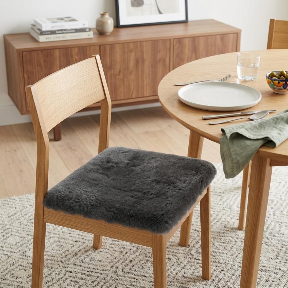 17" Charcoal Medical Sheepskin Chair Pad HomeRoots