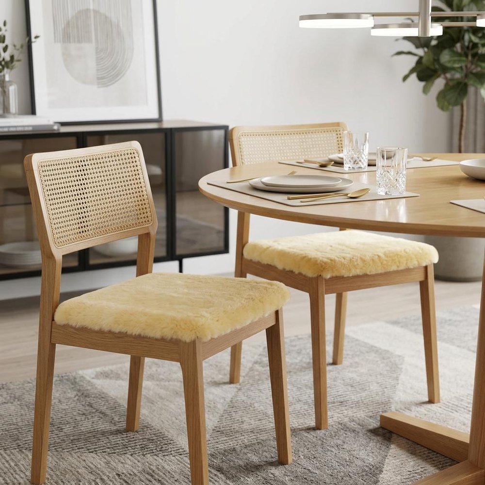 Set Of Two 17" X 17" Cornsilk Linen Solid Color Dining Chair Pad HomeRoots